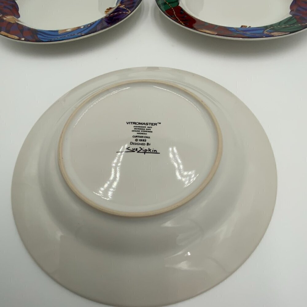 Set of 4 1993 Vitromaster Curtain Call Salad Plates Designed by Sue Zipkin - Picture 8 of 8
